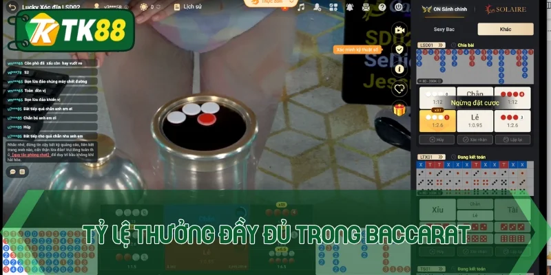 Tỷ lệ thưởng chi tiết trong cách chơi Baccarat